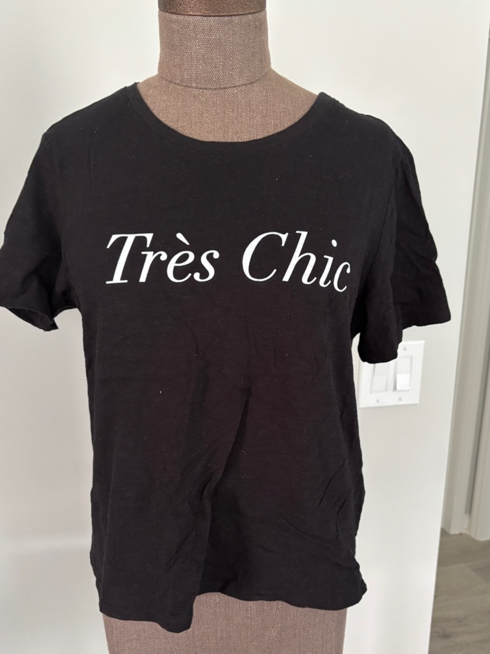 cinq a sept Black Tee with White Logo Tag